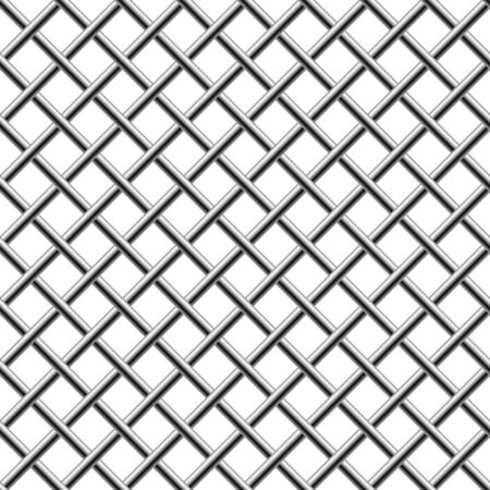 Seamless chrome braided diagonal grill isolated on white. のイラスト素材