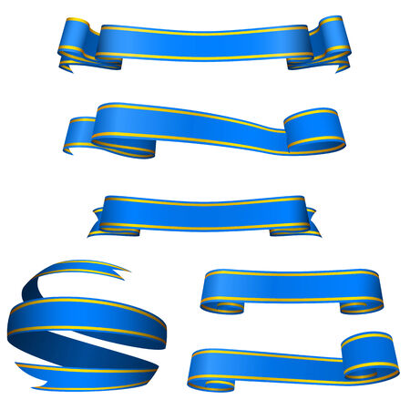 set of gorgeous blue banners isolated on white background.のイラスト素材