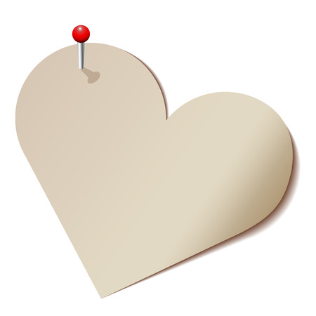 Paper heart pinned to the wall.のイラスト素材