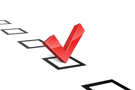 3D red vote tick concept illustration.のイラスト素材