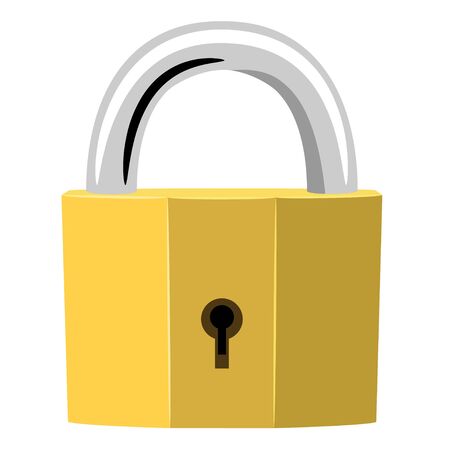 Simple illustration of golden padlock. No effects and gradients.のイラスト素材