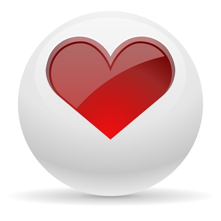 3D white button with red heart vector illustration.のイラスト素材