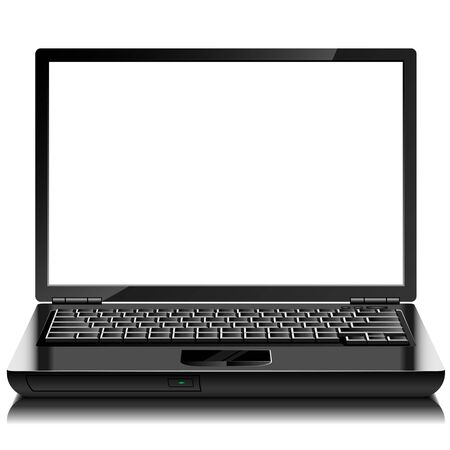 Modern black shiny laptop with blank screen isolated on white.のイラスト素材