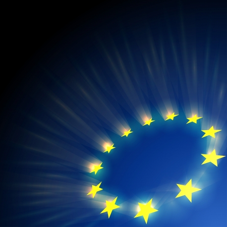 European Union stars glare on dark blue background.のイラスト素材