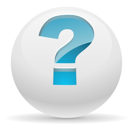 3D white button with blue question mark illustration  Help concept のイラスト素材