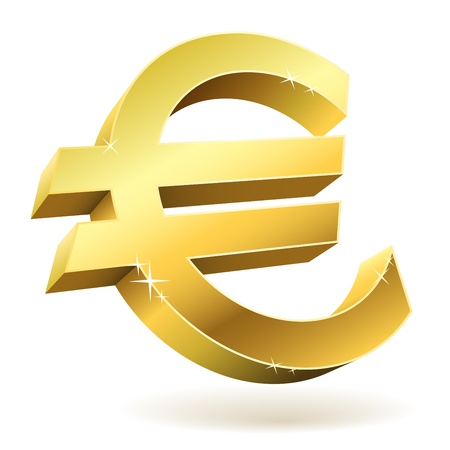 3D golden Euro sign isolated on white illustration.のイラスト素材