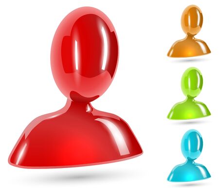 Abstract user color glossy icon isolated on white background のイラスト素材