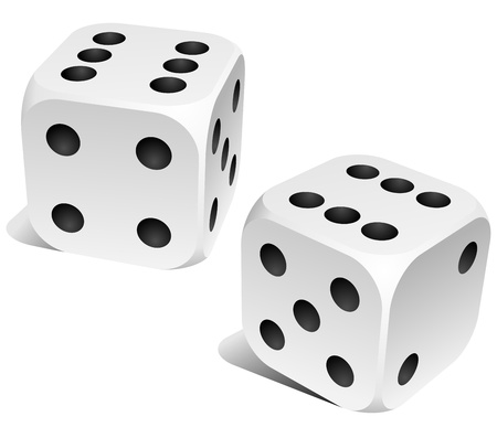 Black and white dice with double six roll  のイラスト素材