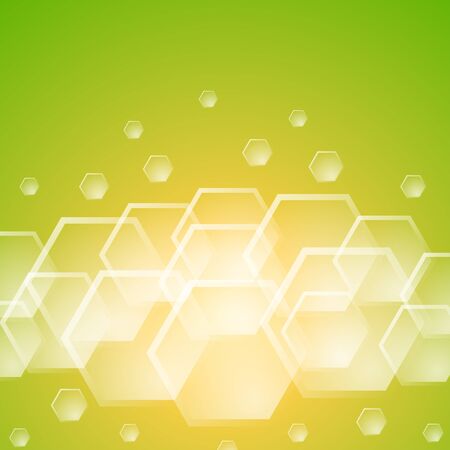 Abstract yellow and green background with hexagon shapesのイラスト素材