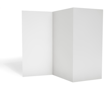 Blank triple leaflet template isolated on white background の写真素材