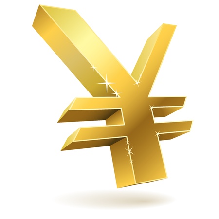 3D golden Japanese yen sign isolated on whiteのイラスト素材