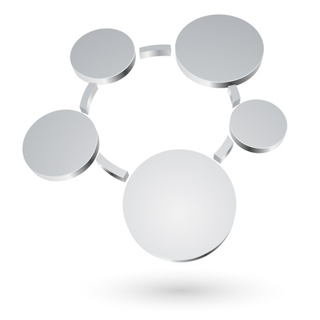 Abstract 3D metallic circles blank diagram isolated on white background のイラスト素材