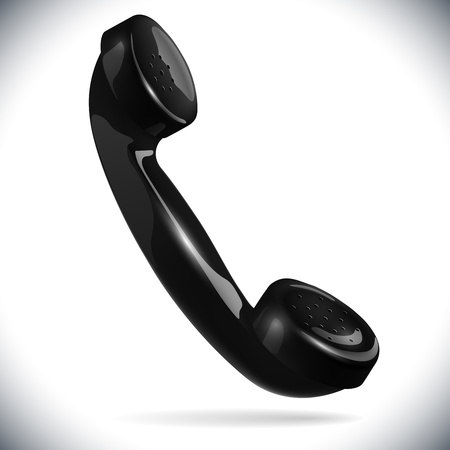 Realistic outdated black telephone handset isolated on white background のイラスト素材