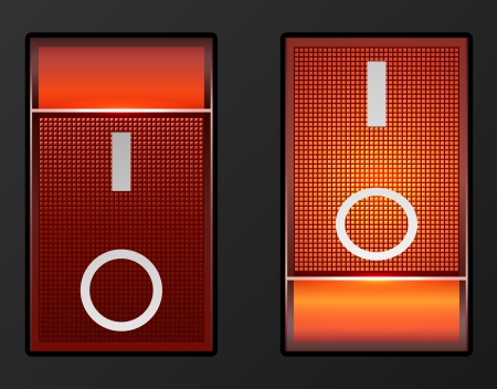 Red light electric switch vector button isolated on white background のイラスト素材
