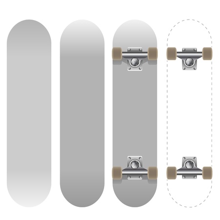 Blank white skateboard template vector illustration isolated on white background のイラスト素材