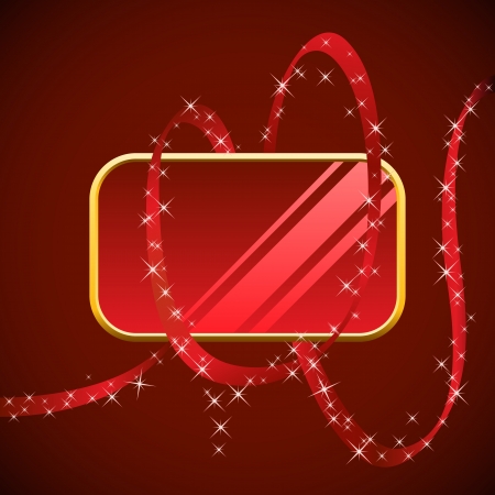 Blank red glossy banner wrapped with red ribbon のイラスト素材