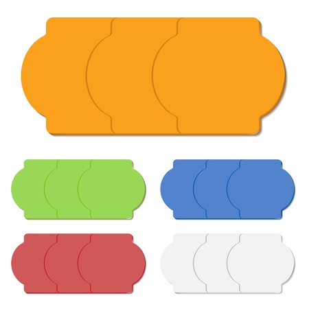 Color blank sticky paper price tags isolated on white のイラスト素材