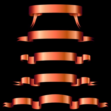 Red banners on black background vector illustration のイラスト素材