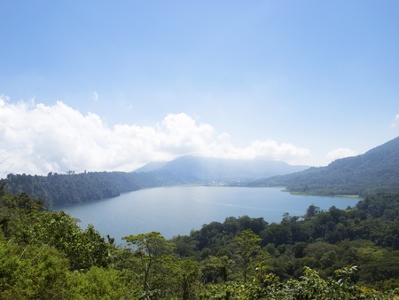 Mountain lake on Bali island, Indonesiaの写真素材
