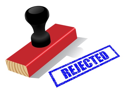 Wooden rubber stamp with âRejectedâ  impress isolated on white background のイラスト素材
