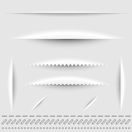 Paper cut, stitch and perforation dividers vector template のイラスト素材