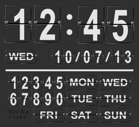Table flip clock display vector template with time and date のイラスト素材