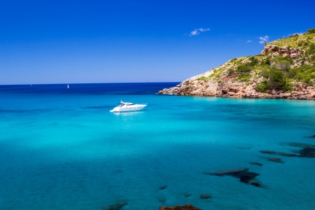 Cala de Algariens seascape  in sunny day at Menorca, Spain の写真素材