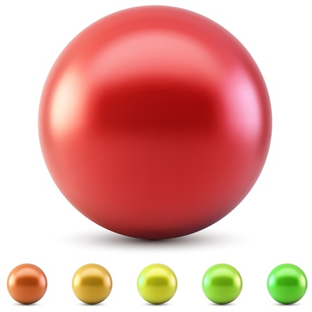 Red glossy ball vector illustration isolated on white background with warm color samples Red glossy ball vector illustration isolated on white background with warm color samples
