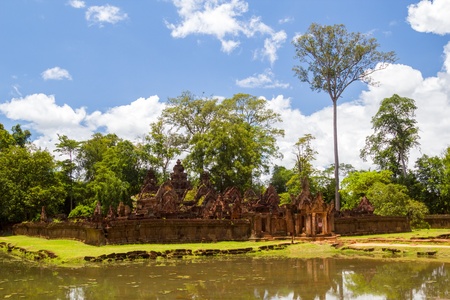 Banteay Srei Temple in sunny day, Siem Reap, Cambodia の写真素材