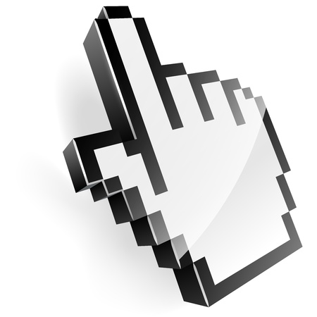 3D illustration of pixel hand pointer isolated on white background のイラスト素材