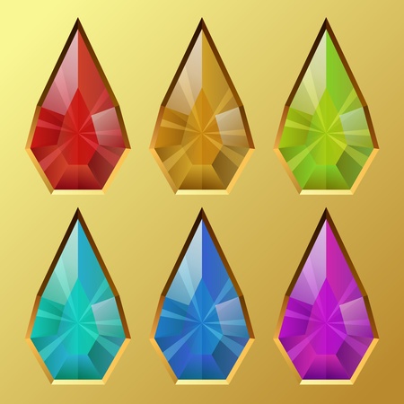 Color water drop shaped gem vector illustration のイラスト素材