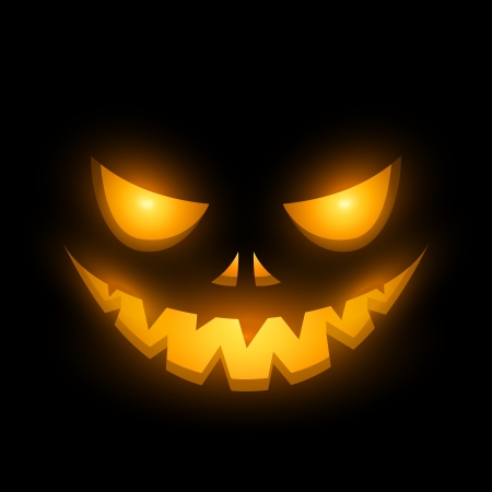 Halloween scary illuminated face in the dark illustration のイラスト素材