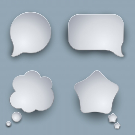Blank white 3D speech balloons vector template with shadow のイラスト素材