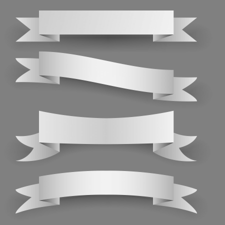 Blank paper banners with shadow template isolated on white background のイラスト素材