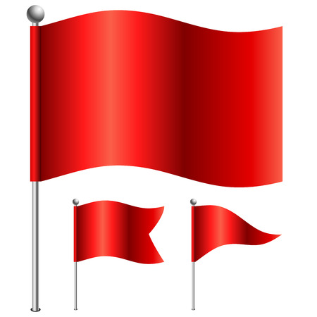 Red flags vector illustration with 3 shape variants のイラスト素材