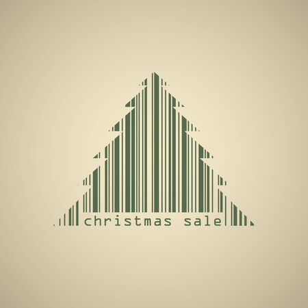 Christmas tree bar code sale banner vector template のイラスト素材
