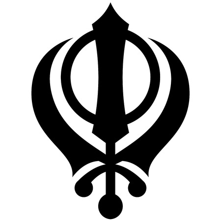 Black and white Khanda symbol  illustration のイラスト素材