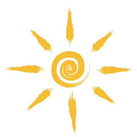 Abstract sun drawing isolated on white background のイラスト素材