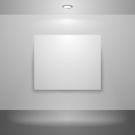 Blank picture on the wall illuminated with spot light vector template のイラスト素材