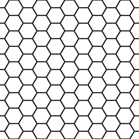 Black and white bee cells seamless vector pattern 