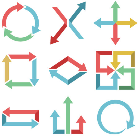 Color arrows flat design set isolated on white background のイラスト素材