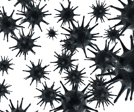 Black virus cells isolated on white background.の写真素材