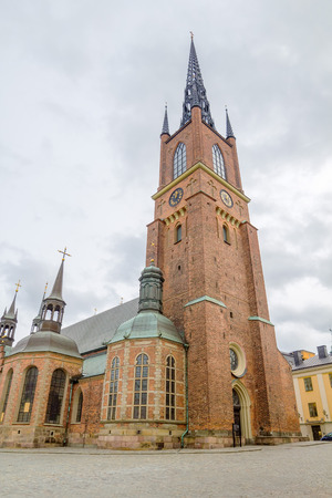 Riddarholmen Church tower at Stockholm, Sweden. Its the burial church of the Swedish monarchs since 1632.の写真素材