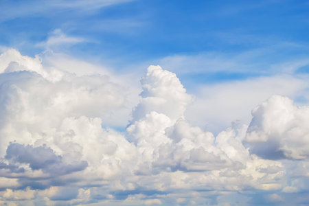 Bright white cloudscape sky background.の写真素材