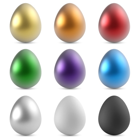 Blank color metallic eggs vector set isolated on white background.のイラスト素材