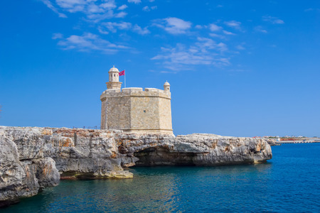 Castell de Sant Nicolau at the port mouth of Ciutadella de Menorca, Spain.のeditorial素材