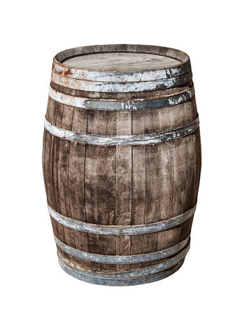 Vintage oak cask isolated on white background.の写真素材