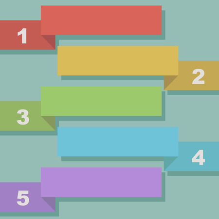 Flat design five steps ribbon vector template.のイラスト素材
