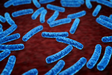 Bacteria under microscope effect 3D illustration.の写真素材