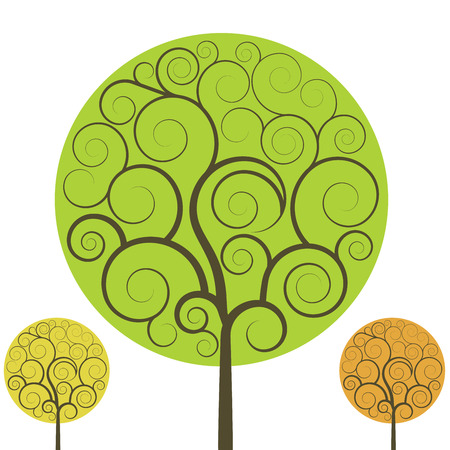 Swirly tree vector shape isolated on white background.のイラスト素材